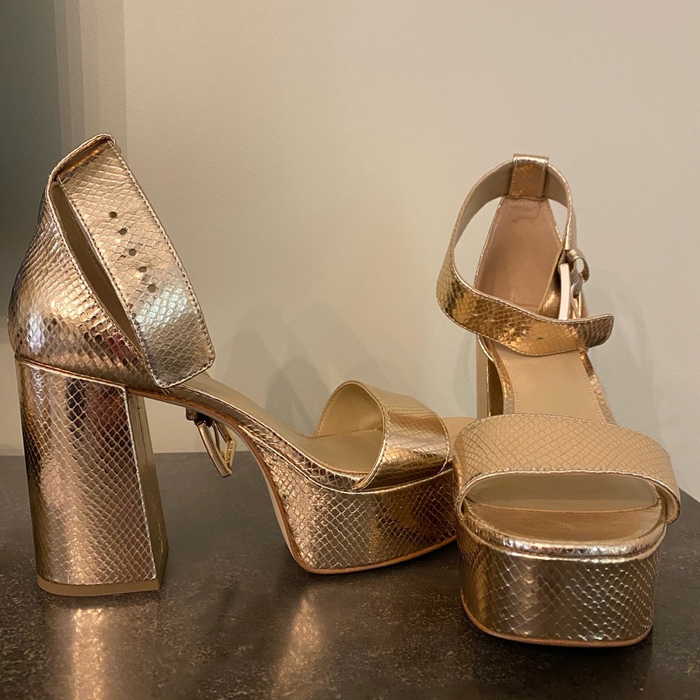 Michael Kors gold platform heels